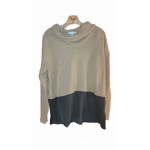 Moa Moa soft and cozy well loved color block sweater extra large tan brown